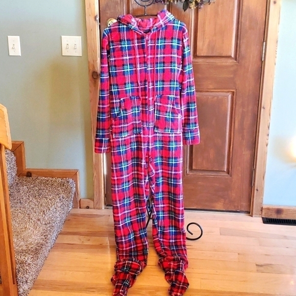 Alexander Del Rossa Fuzzy Footie Oversized Hoodie Attachable Feet Sz M Pajama - Picture 15 of 16